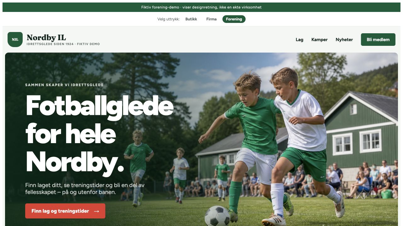 Fiktivt nettsidedesign for idrettslaget Nordby IL